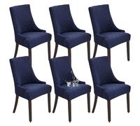 WJHDWYD Fundas Impermeables for sillas Laterales con Respaldo de Orejas, Fundas elásticas for sillas de Comedor, Funda Protectora extraíble for sillón(Bleu Marine,Lot de 6)