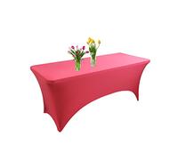 WJHDWYD Mantel Rectangular de Licra, elástico, Lavable y Extensible for Bodas, Banquetes, Eventos y Fiestas.(Rosa Rossa,5FT)