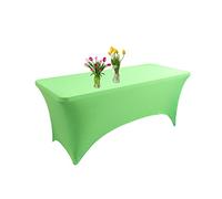 WJHDWYD Mantel Rectangular de Licra, elástico, Lavable y Extensible for Bodas, Banquetes, Eventos y Fiestas.(Mela Verde,5FT)