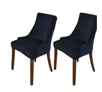 WJHDWYD Terciopelo Elástico Fundas for Sillas con Respaldo Orejero, Juego de 1 Fundas Gruesas for Sillas de Comedor Funda Protectora for Sillón con Brazo Lavable(Bleu Marine,Lot de 2)