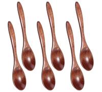 WJIAAA 6 cucharas pequeñas de madera de 14,5 cm de largo para miel, té, café, mermelada, azúcar, helado, sales de baño, para remover, hechas a mano de madera natural (marrón oscuro)