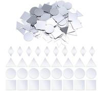 WJIAAA Pequeños espejos para manualidades, 120 unidades, 4 formas, espejo de cristal autoadhesivo, miniespejo adhesivo para pegar azulejos, lámina de espejo para arte de pared, decoración DIY