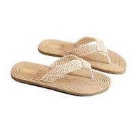 WJIAYAO Chanclas Tejidas de Paja para Mujer Chanclas de Playa for Mujer, Chanclas de Verano con patrón Tejido de Paja, Chanclas for Mujer, Zapatillas de Playa for Mujer(Beige,40)