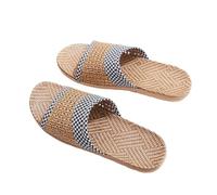 WJIAYAO Chanclas Tejidas de Paja para Mujer Zapatillas De Playa De Paja De Verano For Mujer, Pantuflas con Nudo De Mariposa, Pantuflas De Interior For El Hogar, Zapatos De Lino(Black,41-42(42-43))