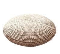 WJIAYAO Cojín de Meditación Almohada Suave de Suelo Paja, cojín Redondo, Estera Tatami Tejida a Mano, Almohadilla meditación for Ceremonia del té y Yoga(2 Layer Beige-Cotton,30cm)