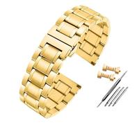 WJIAYAO Correa de reloj de metal Correa de reloj acero inoxidable for hombre, correa liberación rápida, pulsera cadena metal(C golden,18mm)