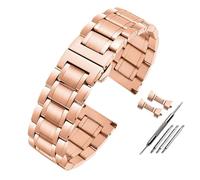 WJIAYAO Correa de reloj de metal Correa de reloj acero inoxidable for hombre, correa liberación rápida, pulsera cadena metal(C Rose gold,24mm)