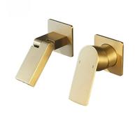 WJIAYAO Grifos de Pared para bañera Grifo de Lavabo de latón Oculto, Color Gris Metalizado, for Pared, con Salida Plegable Oculta for Agua Caliente y fría.(Gold)