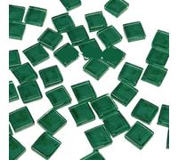 WJIAYAO Mosaicos Azulejos de Mosaico for Manualidades, Color 50 Piezas, Mosaico de Cristal con Purpurina, Forma Cuadrada, decoración del hogar(Grass Green Purity)