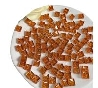 WJIAYAO Mosaicos Azulejos de Mosaico for Manualidades, Color 50 Piezas, Mosaico de Cristal con Purpurina, Forma Cuadrada, decoración del hogar(Orange Glitter)