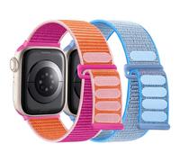 WJK Paquete de 2 correas compatibles con Apple Watch para mujeres y hombres, 38 mm, 40 mm, 41 mm, 42 mm, 44 mm, 45 mm, 49 mm, correa deportiva elástica trenzada ajustable para iWatch Ultra SE, Granada
