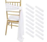 WJLYDM 16Pcs 17x250cm Chiffon Chair Sashes 8 Set Sash Wedding Covers Sage Green Pink Ribbon Party Aisle Decor para Bodas, Banquetes, Fiestas, Eventos De Hotel(16PC White)