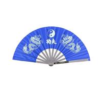 WJLYDM Abanico de Acero Inoxidable for práctica de Entrenamiento de Danza, Kung fu y Artes Marciales de Tai Chi(Blue)