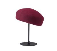WJLYDM Boinas elegantes de fieltro lana for mujer y niños, estilo boina pan calabaza, ideales for otoño e invierno. Sombrero sencillo pintor(Wine red,54cm)