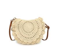 WJLYDM Bolso de paja de moda for mujer, bolso de playa tejido, bolso informal con cierre a presión, bolso bandolera pequeño trenzado for viaje.(Beige)