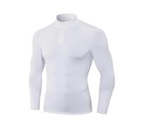 WJLYDM Camisa de compresión for Hombre, Camiseta Manga Larga for Correr, Ropa Gimnasio, Camisa Ajustada Fitness otoño, músculo Culturismo Secado rápido(White,L)