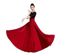 WJLYDM Falda Flamenca for Mujer, Vestido Largo de Danza española, Falda con Vuelo Grande, Color Degradado, Ropa Gitana Rendimiento(Burgundy,720Degree 90cm)