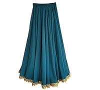 WJLYDM Falda Larga de Gasa for Danza del Vientre Flamenca for Mujer, con Borde metálico y péndulo 720 Grados, for práctica Gitana(Color-11,M Length 90CM)