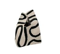 WJLYDM Nudo Bolsa De MuñEca Bolso de Mano de Punto Hecho a Mano for Mujer, minibolso de muñeca con Nudo, Bolso de Mano Informal de Color, Bolsas de Compras Reutilizables para Mujeres NiñAs(Black)