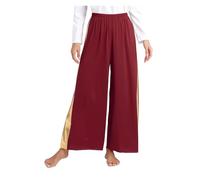 WJLYDM Pantalones de celebración del espíritu for mujer, pantalones pierna ancha for danza alabanza, traje adoración, ropa moderna(Burgundy,L)