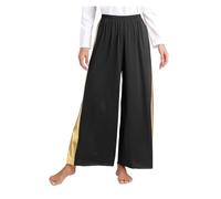 WJLYDM Pantalones de celebración del espíritu for mujer, pantalones pierna ancha for danza alabanza, traje adoración, ropa moderna(Black,L)