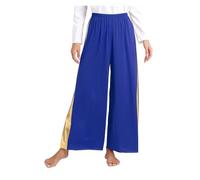 WJLYDM Pantalones de celebración del espíritu for mujer, pantalones pierna ancha for danza alabanza, traje adoración, ropa moderna(Blue,XXL)