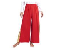 WJLYDM Pantalones de celebración del espíritu for mujer, pantalones pierna ancha for danza alabanza, traje adoración, ropa moderna(Red,L)