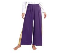 WJLYDM Pantalones de celebración del espíritu for mujer, pantalones pierna ancha for danza alabanza, traje adoración, ropa moderna(Purple,S)