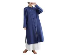 WJLYDM Ropa de Kungfu de Tai chi con Parte Superior de Lino y algodón Retro(Deep Blue,XXL)