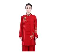 WJLYDM Ropa de Tai Chi Bordada de Longitud Media for Primavera y otoño, Ropa de Rendimiento, Conjunto de Ropa de Tai Chi for Artes Marciales(Red,XL)
