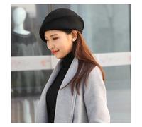 WJLYDM Sombrero cloché de lana, gorra estilo repartidor periódicos, boina elegante for mujer, tipo pillbox, sombrero fedora fieltro(Black)