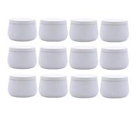 WJLYDM Tarros redondos for velas, 12 unidades, 120 ml, latas de viaje, contenedor crema, organizador belleza, té, mini caja metal(White,4oz(75x51mm))