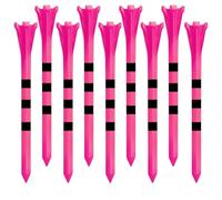 WJLYDM Tees de Golf Camiseta Cabeza 5 Puntas irrompible plástico con marcadores Rayas 50 Piezas, Soporte Bola Baja fricción Menos Resistencia(83.0mm Pink)
