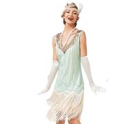 WJLYDM Vestido de Fiesta Baile Latino con Adornos Lentejuelas y borlas Retro Dr Glitter, Vestido Vintage Cuentas for Mujer(Color11,XL)