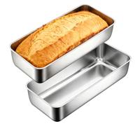 WJMY 2 piezas de molde rectangular para hornear de acero inoxidable 32 x 15 x 6,5 cm - 3,2L para pasteles, pan y tostadas, resistente a la masa madre, apto para lavavajillas