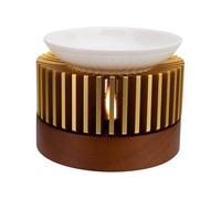 WJMY Lámpara aromática para aceites esenciales, lámpara aromática de cera, vela de té, difusor de aroma, diámetro de 11 cm, de aluminio, con cuenco de cerámica, para aromaterapia y decoración (dorado)