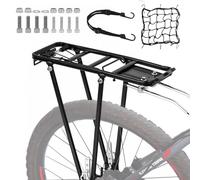 WJMY Portaequipajes trasero para bicicleta, ajustable, para bicicleta de montaña de 24 a 28 pulgadas, aleación de aluminio, capacidad de carga de 35 kg, para MTB, bicicleta de carretera, con red y
