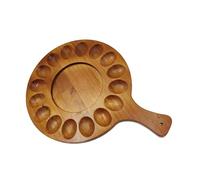 WJnflQN 36x30cm Plato De Huevos Rellenos Bandeja De Huevos Rellenos Con 16 Agujeros Plato Huevos Rellenos Mango De Contenedor De Bandeja Redonda De Madera Fuente De Huevos Para Huevos Rellenos