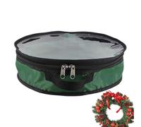 WJnflQN Almacenamiento de coronas decorativas, contenedor de almacenamiento de coronas navideñas,Estuche de almacenamiento de decoración navideña con cremallera doble - Con ventana transparente y asa