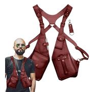 WJnflQN Arnés antirrobo para Hombre de,Arnés antirrobo de | Bolsa de teléfono de Seguridad Vintage Medieval | Cartera de Bolso de Hombro para Axilas, Paquete Oculto de PU Ajustable, Bolso de Hombro