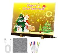 WJnflQN Colorido tablero de dibujo LED - Pizarra de escritura acrílica USB con 7 lápices de colores, borrable, tablero de mensajes con soporte, para oficina, escuela, hogar, clases y viajes
