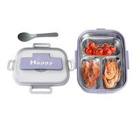 WJnflQN Fiambreras Infantiles - Recipientes De Acero Inoxidable Para Alimentos Con Cubiertos Incluidos | Bandeja de 3 Compartimentos Apto Microondas para Guardar Alimentos en Oficina Picnic Camping