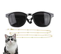 WJnflQN Gafas de gato con cadena, gafas con cadena para mascotas, gatos, perros, disfraces de gatito, cachorros, bailes de máscaras, juego de rol, para interiores y exteriores, para viajes, fotografía