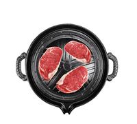 WJnflQN Hierro fundido BBQ PAN, Barbacoa de hierro fundido,Parrilla portátil - Costillas no grill, 11 pulgadas parrilla placa de freír para cocinar