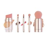 WJnflQN Juego de cepillos de maquillaje de viaje, pinceles de maquillaje de viaje | Kit de cepillo de sombras de ojos portátiles 5-en-1 | Foundation Powder Corcealers Sombras de ojos Aplicador para