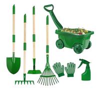 WJnflQN Kit de jardinería Infantil,Juego de Jardín con Rastrillo, Pala, , Rastrillo Hojas, Carretilla, Guantes y Spray | Carretillas de Juguete Infantiles - para niños y niñas, Patio, Playa, Pascua,