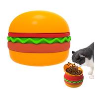 WJnflQN Lento para Gatos | Diseño Hamburguesa Puzzle - Bandeja Laberinto Anti Atragantamiento Antideslizante Anti Voracidad - Enriquecimiento Ansiedad por Separación