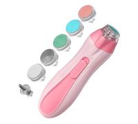 WJnflQN Limador de uñas eléctrico para bebé, cortador de uñas eléctrico, kit de pulidor de molduras con luz LED, antipellizcos, funciona con pilas, juego de cuidado de manicura para recortar en casa y
