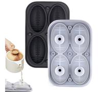 WJnflQN Molde de hielo de fútbol - Molde 3D de 4 cavidades, molde de silicona para bebidas | para whisky, cócteles, café, agua, pasteles, chocolate, caramelos, fondant, bola de hielo, frigorífico y