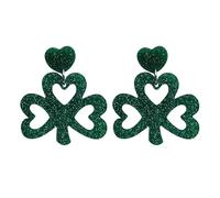 WJnflQN Pendientes de trébol verde,Pendientes de trébol de cuatro hojas | Pendientes irlandeses para mujer | Pendientes colgantes de trébol irlandés de acrílico a la moda, joyas de buena suerte,